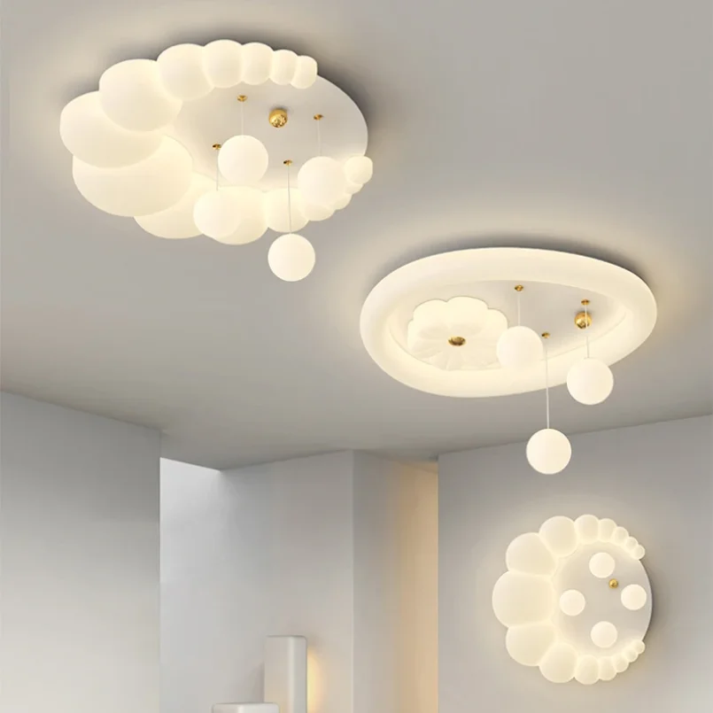 Warm Romantic Children's Room Ceiling Lights LED White Cloud Bubble Light Simple Modern Boy Girl Bedroom Baby Room Ceiling Lamps