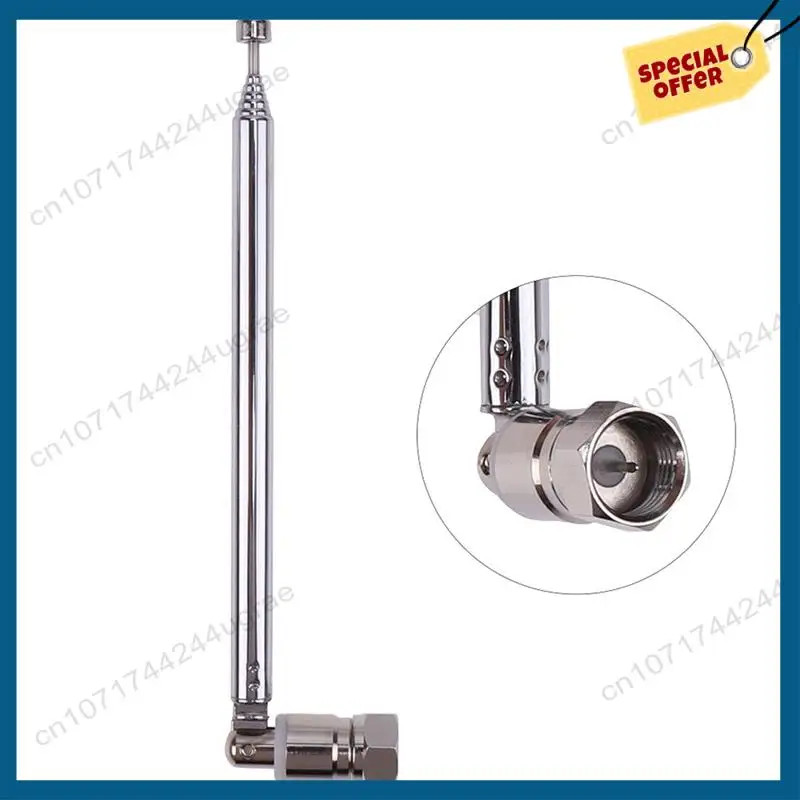 -A15I 1Set Telescopic FM Radio Antenna Rod Antenna 3.5Mm Adapter MAV Stereo Receiver F Type Male Plug 7 Sections Antenna