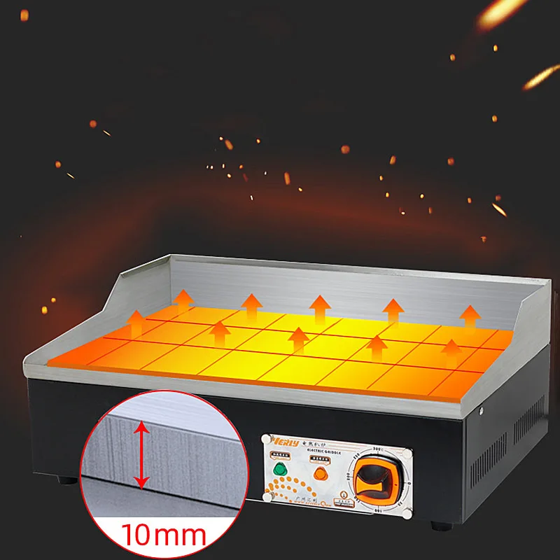 Commercial Teppanyaki Grill Electric Stainless Steel Large Flat Hotplate Skillet for Restaurant Kitchen