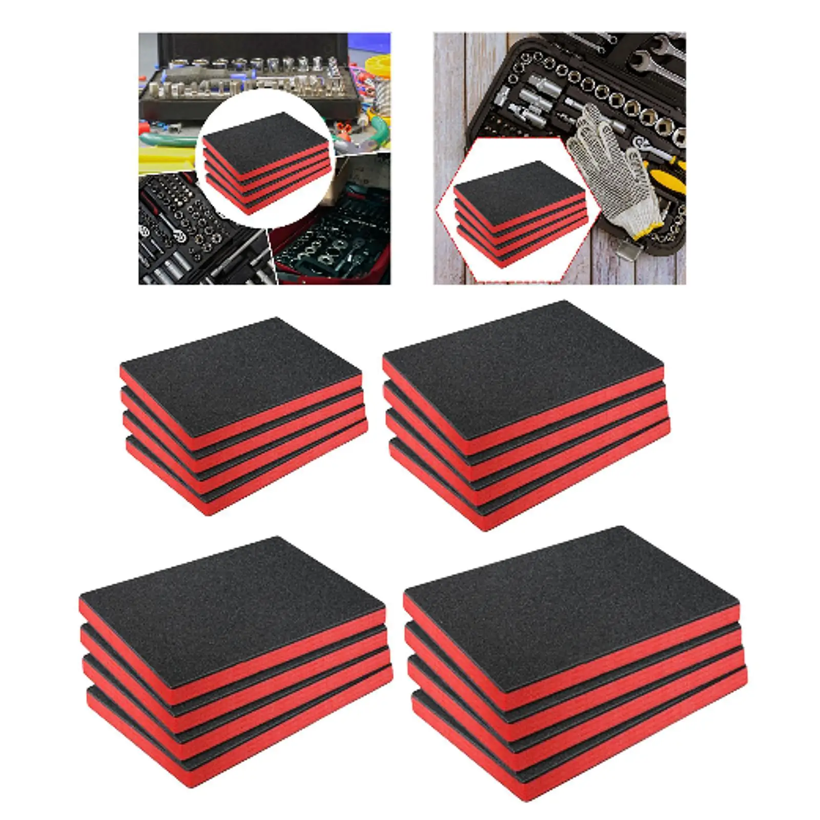 4-Piece Shock-Absorbing Foam Inserts, Protective Mat, Cuttable Toolbox Foam,