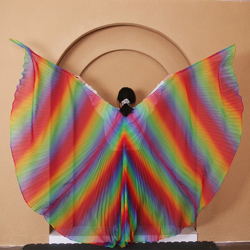 las Alas de Isis Belly Dance Wings Isis Wings Belly Dance Akcesoria Bollywood Oriental Egyptian Sticks Rainbow Chiffon Wings