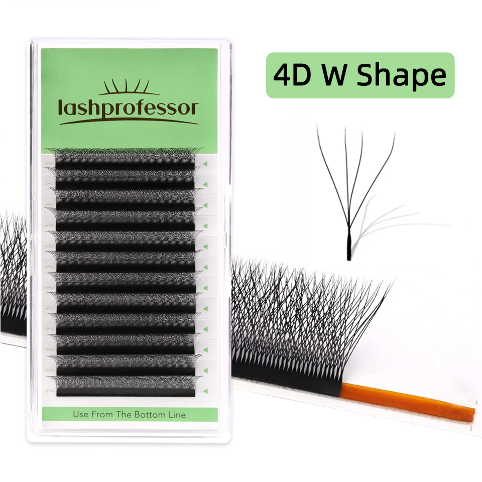 NEUE braune 4D W-förmige Wimpernverlängerung Premium vorgefertigte Volumenfächer Wimpernblüte automatische blühende Kleeblatt-Make-up gefälschte Wimpern – Detail 12