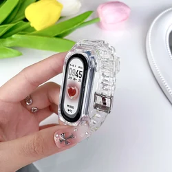 Transparent watchband for Xiaomi Mi Band 7 NFC Air hole miband6 Sport glacier smartwatch wrist correa on mi band 6 5 4 3 8 Strap