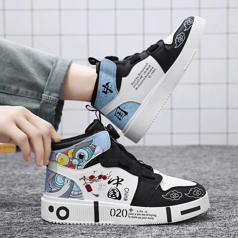 Autumn Winter Teenager Shoe for Boy High Top Walking Shoes Girls Quick Lacing Kids Casual Shoes Designer School Shoe Girl