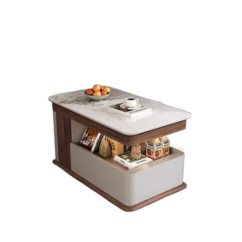 

Modern simple advanced lifting multi functional trolley, light luxury living room sofa home mobile coffee table
