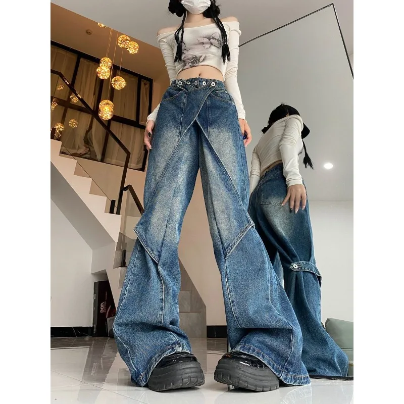 Deeptown Harajuku Oversize Jeans Woman Vintage Y2k Streetwear Casual Spring Wide Denim Pants Gothic Hippie Baggy Trousers Kpop