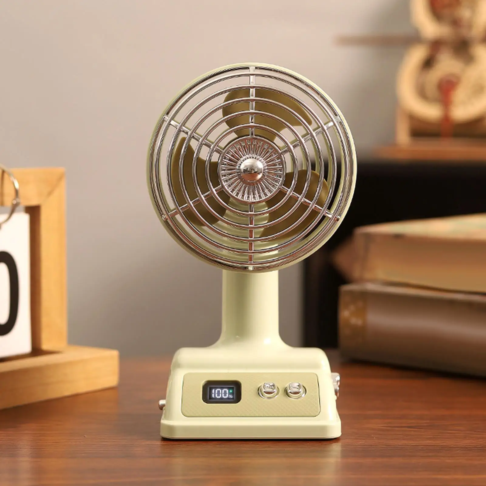Small Desk Fan 100 Speeds USB Rechargeable Cooler Small Bedside Fan Desktop retro mini fan digital display Cooling Accessory