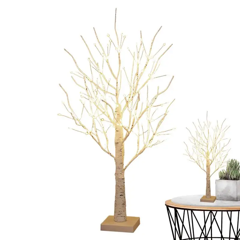 Lighted Birch Tree Warm Fairy Lighted White Birch Tree With 144 LEDs 60cm Mini Christmas Decor Tabletop DIY Artificial Tree