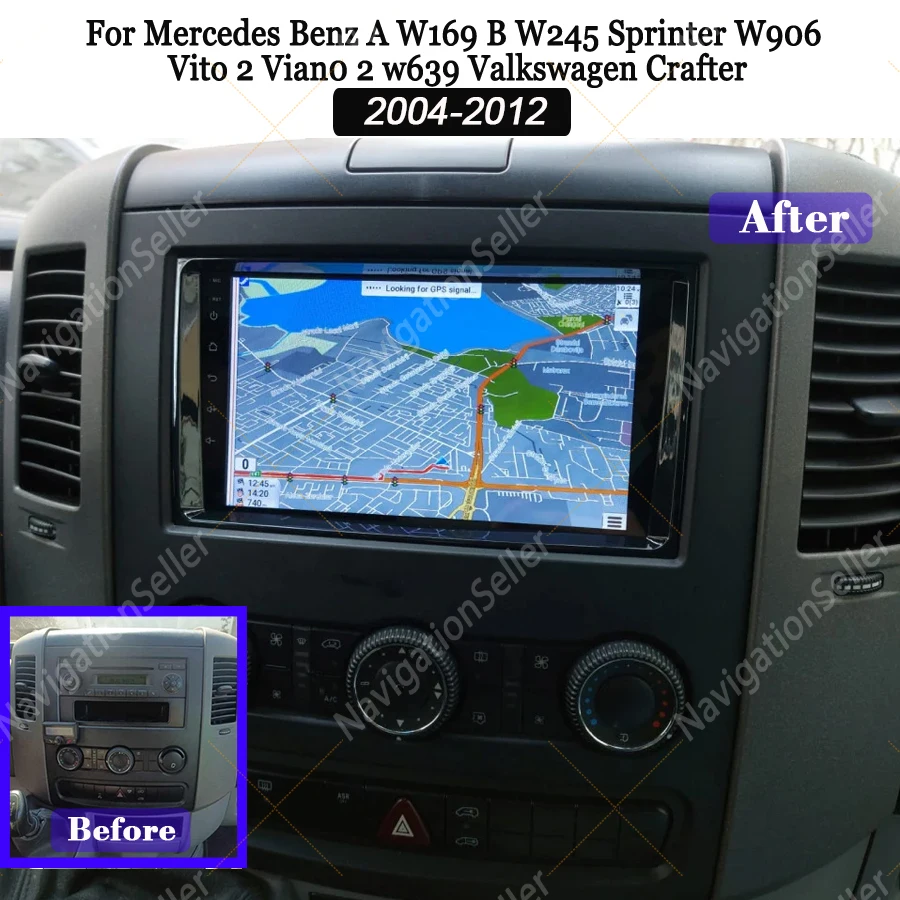 

10" CarPlay Auto Android 15 For VW Crafter For Mercedes Benz Sprinter W906 Car Radio Multimedia Video Player GPS Stereo WIFI DSP