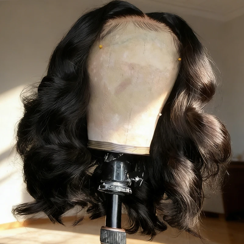 

8 14 16 inch Black Bob Lace Wigs Body Wave Human Hair Wigs 100 13x4 13x6 Glueless Lace Wig 7x5 Closure Raw Peruvian Black Wig
