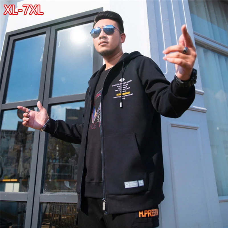 

Hoodies Men 2024 Oversize Fashion Brand Black Tracksuit Casual Loose Printing Plus Size 5XL 6XL 7XL Boys Jacket Autumn New Coat