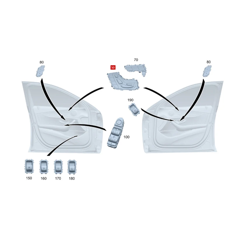 أ 2139050004 أ 2139059803 أ 2139059903 أ 2139050104 أ 2139051012 C180 C220 C300 W205 يستخدم مجموعة المفاتيح للباب الأيسر #5