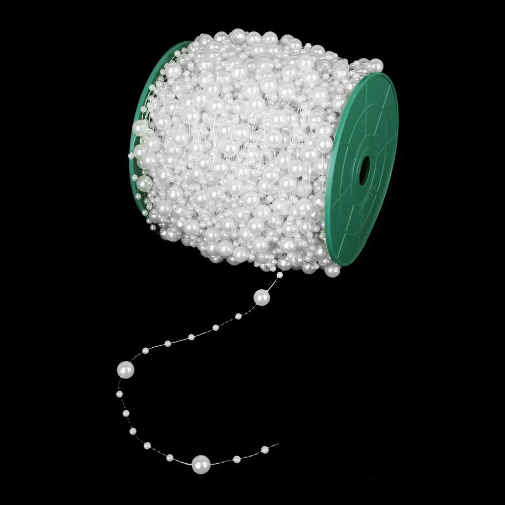 

Roll 75m Beaded Chain Faux Pearl Round Beads Imitation Pearls Lightweight for DIY Crafts Wedding Decoration Handbag Accessories