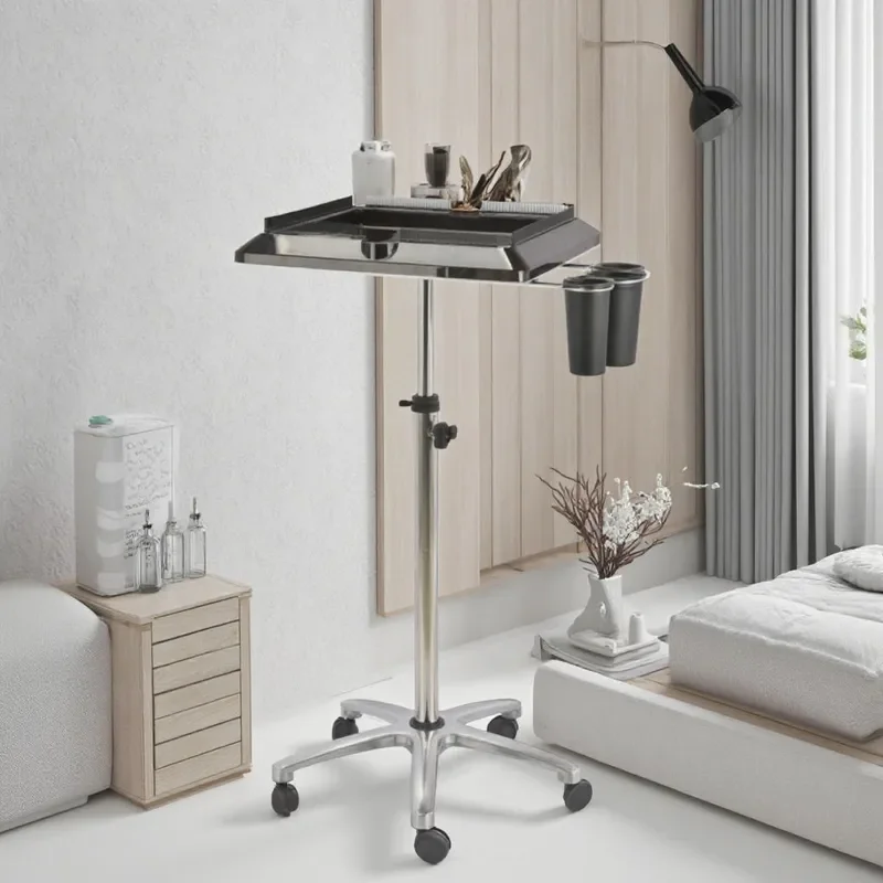 Modern Mobile Hair Salon Trolley Barber Shop Storage Cart Professional Beauty Tool Tray with Wheels for Clinic Spa