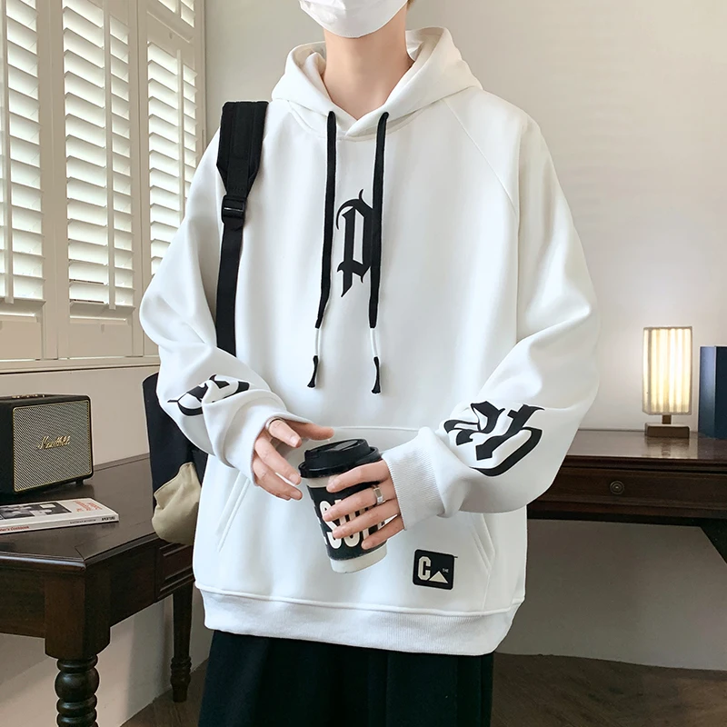 

Casual Men's Cotton Hoodies 2024 Spring Autumn New Pullover Streetwear Hooded Sweatshirts Youth Outdoor Loose Top Hoody Clothing