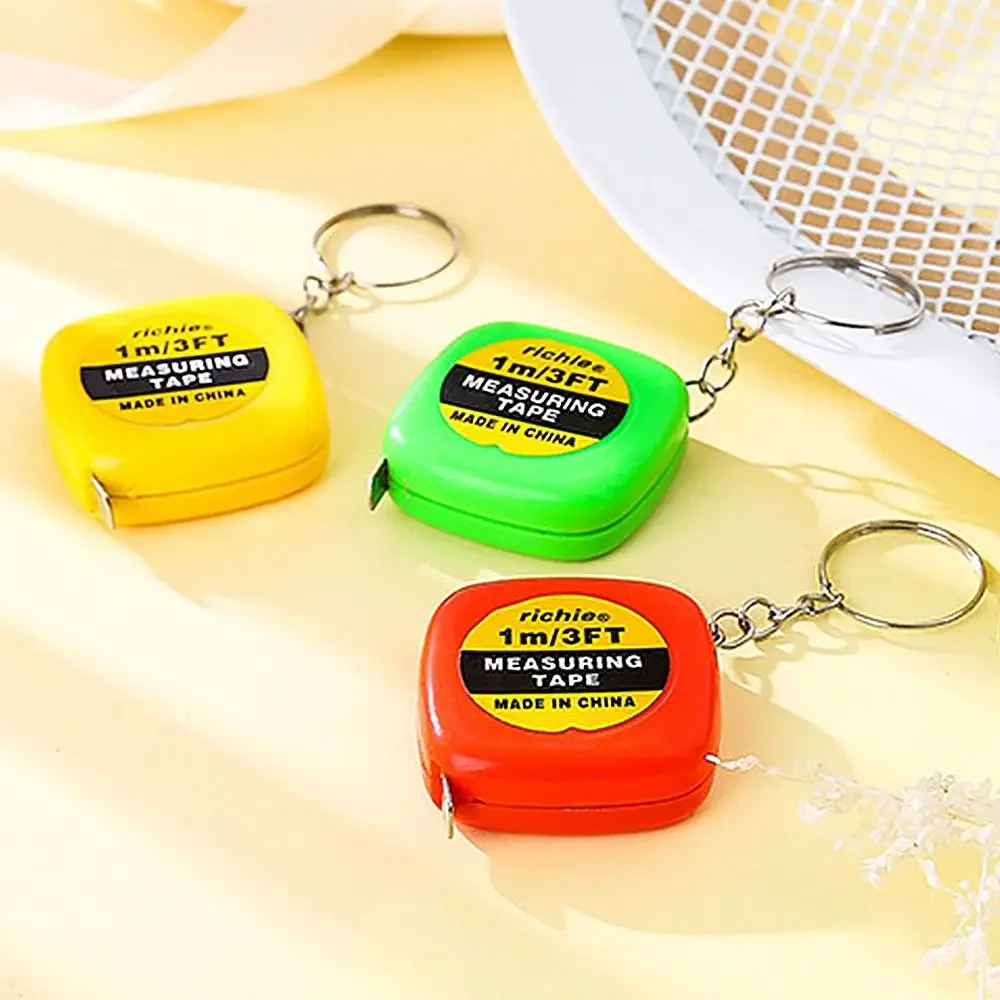 

1m Length Automatic Telescopic Ruler Portable Mini Metal Tape Measure With Keychain Square Multicolor Children Height Ruler