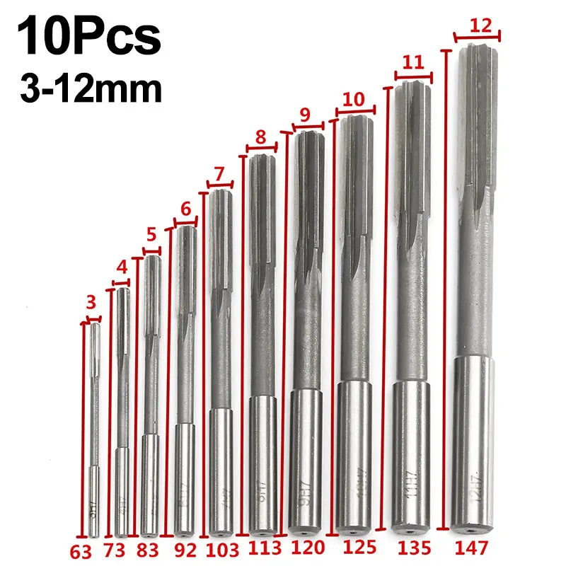 3–12 mm HSS-Maschinenreibahlen-Set, H7, gerader Schaft, Fräsen, Spannreibahle für Metall, Stahl, Aluminium – Detail 3