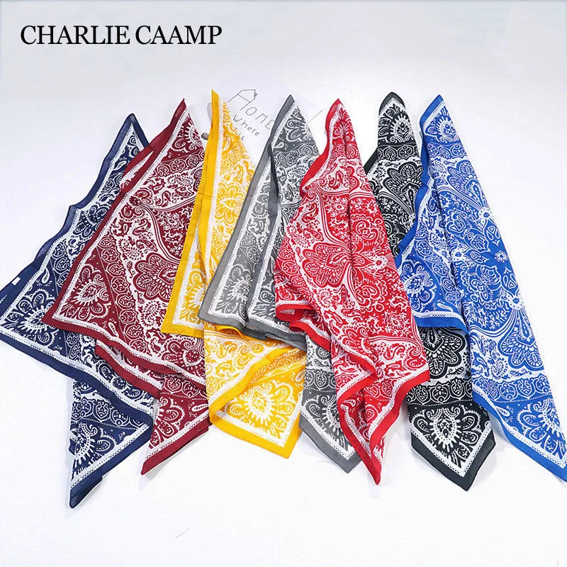 58*58cm Cashew Flower Square Scarf Fashion Women Foulard Hip Hop Cotton Bandana Headband Unisex Black Red Paisley Outdoor Sports