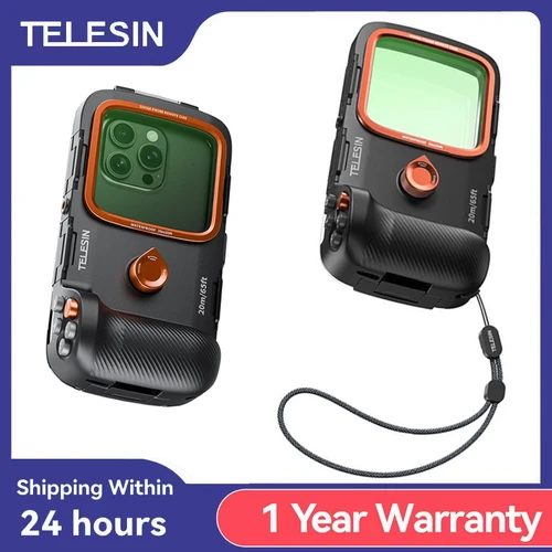TELESIN buceo impermeable teléfono cámara disparar agarre de mano funda de teléfono soporte ayuda de disparo mango de Control remoto para teléfono inteligente