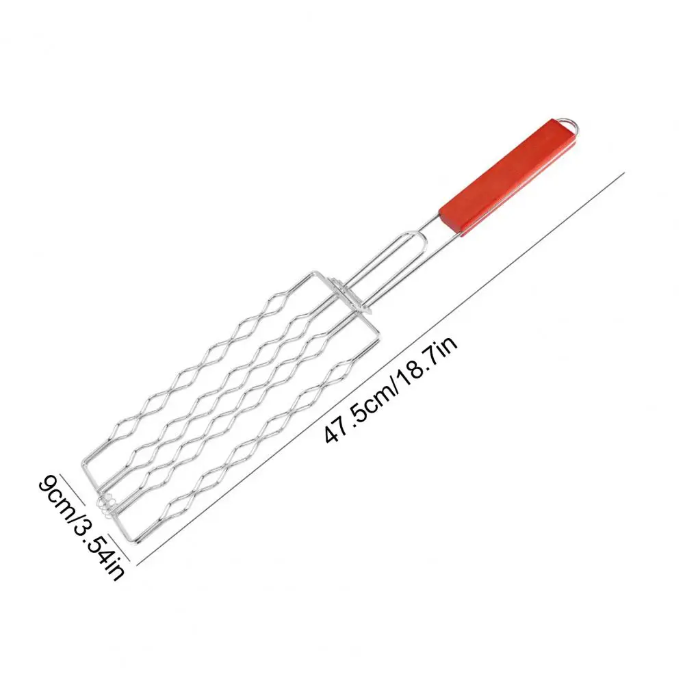 Sausage Grilling Net Stainless Steel Expandable Grill Basket with Handle Hot Dog Sausage Bbq Rack Portable Rust-resistant