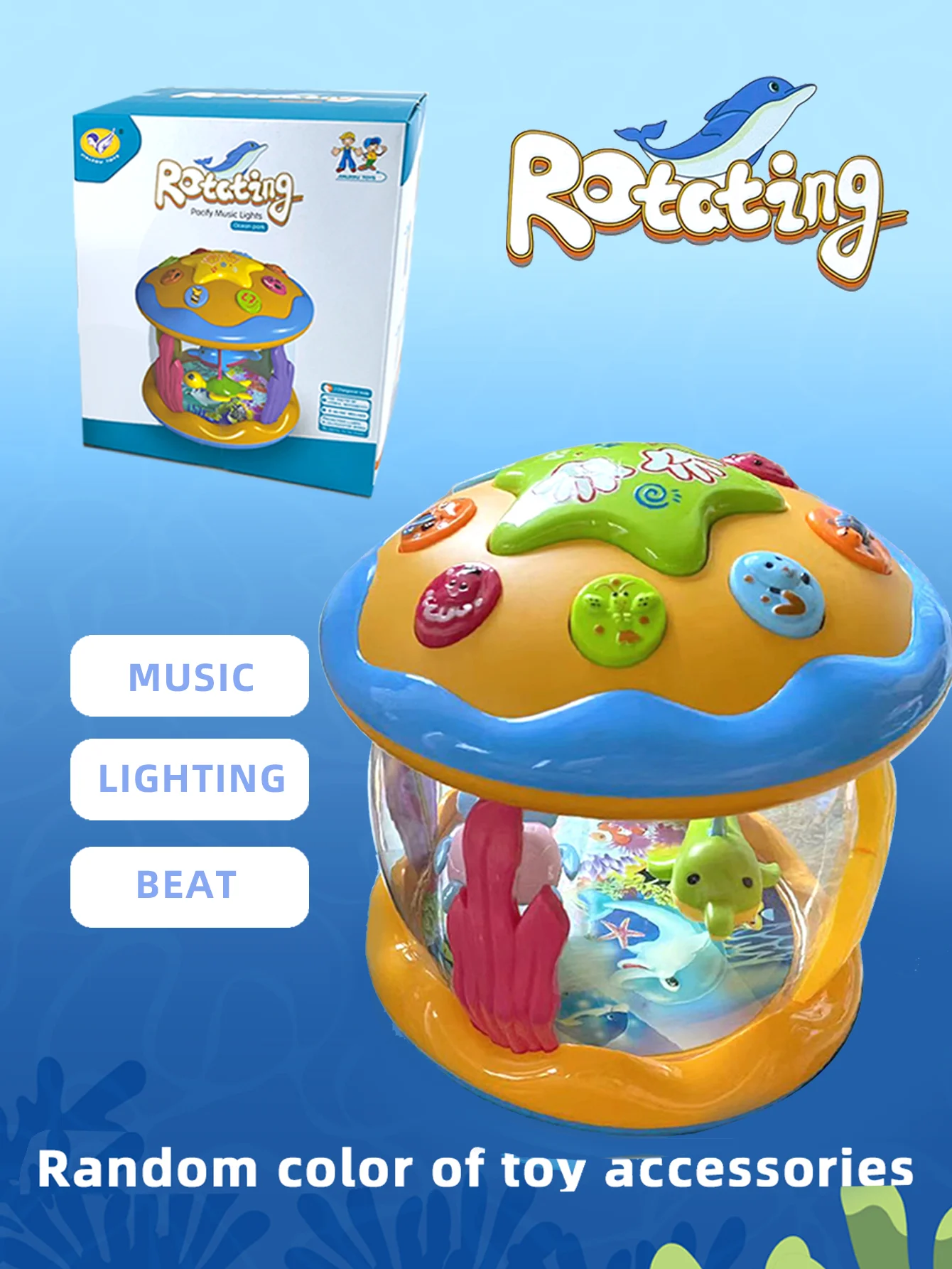 Ocean Projector Luminous Toys Music Baby Toys for 12-18 Months Toddlers 6 to 12 Months Toddlers Crawl Learning Prone Time Toys