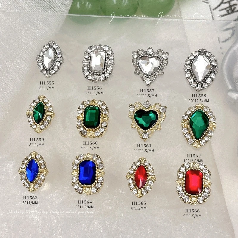 1Pc Retro Luxury 3D Shiny Rhinestone Nail Charms, exquisite diamond ornaments for DIY manicure nail art decorations
