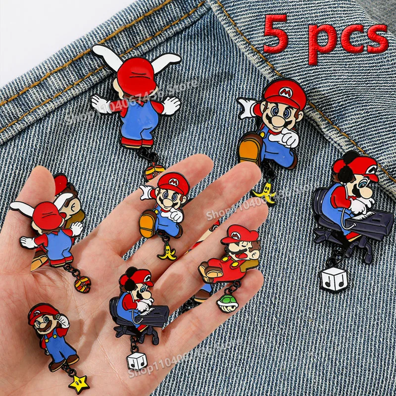 Super Mario Enamel Pins Cute Anime Figure Metal Badge Brooches Backpack Hats Fashion Design Accessories for Woman Man Jewelry