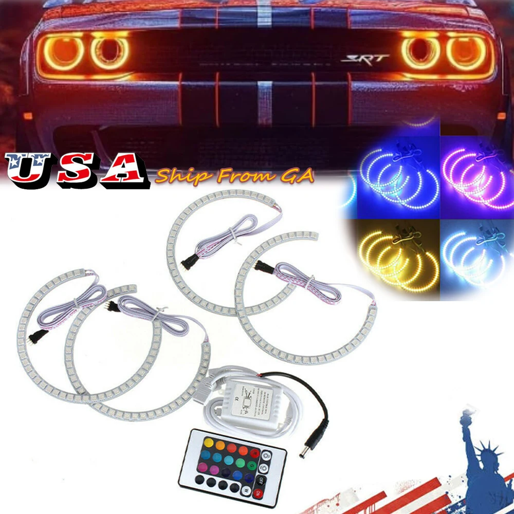 

4 шт., светодиодные кольца Halo Angel Eyes, 4 шт., хлопковый светильник для Dodge Challenger 2008-2014 годов, модернизированный автомобильный Стайлинг