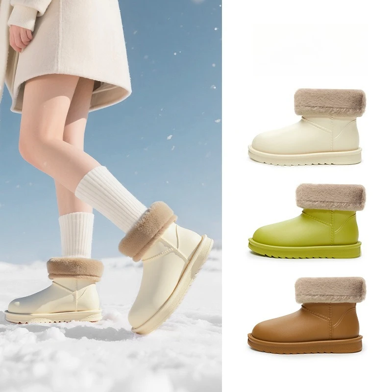 

Womens Winter Snow Boots Waterproof Warm Fur Lined Shoes Mid Calf Slip on Comfortable Booties Non Slip Boot for Women