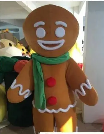 

New Adult Hot Sale Foam Cute Gingerbread Man Cartoon Mascot Costume Plush Christmas Dress Halloween Mascot Costume