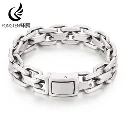 Fongten Ancient Chain Men Bracelets Stainless Steel Wristband Charm Bracelet Triple Whip Chain Bangles For Men Gothic Jewelry