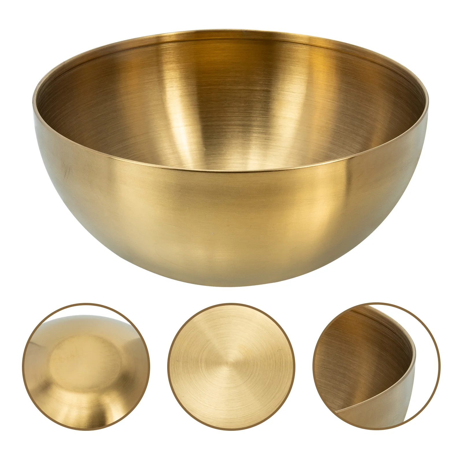 Stainless Steel Salad Bowl Dessert Storage Kitchen Gadget Noodles Cutlery Vegetable Gold Container Serving Rice