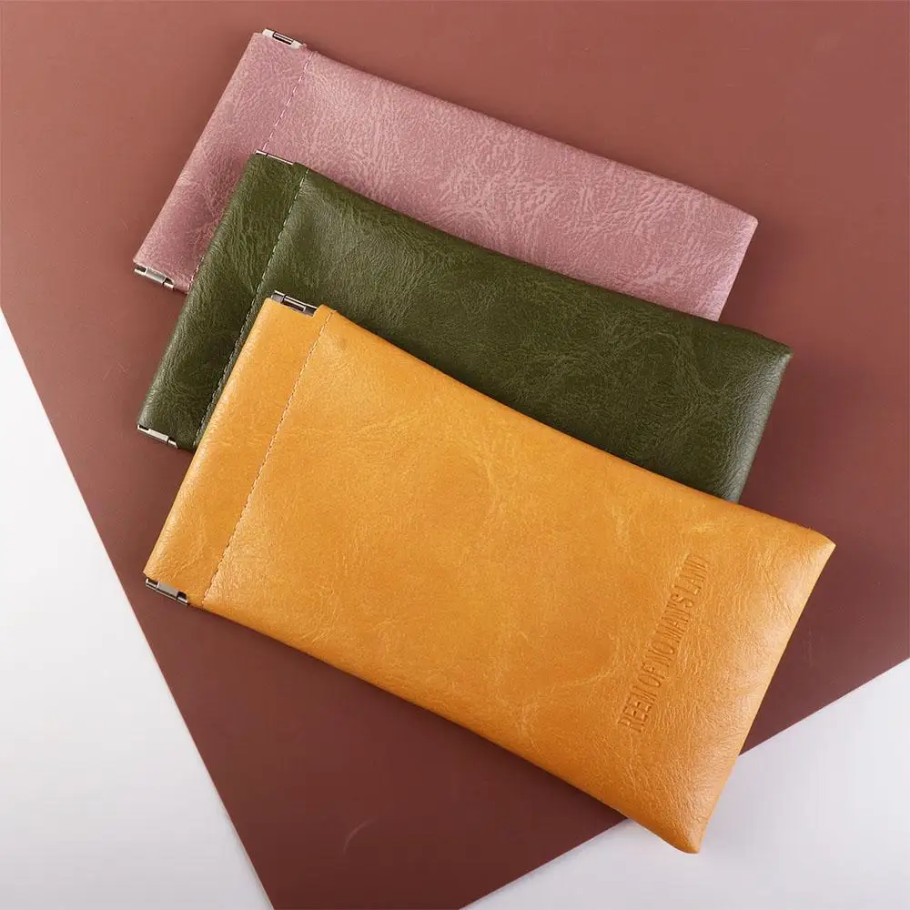 Kotak Pelindung Kacamata Sederhana Tempat Penyimpanan Kacamata Tas Penyimpanan Kacamata Hitam Dompet Kecil Tas Kosmetik Kotak Kacamata Kulit PU