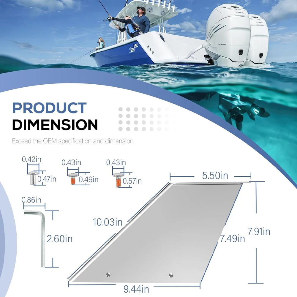 27412Guard Skeg Protector Kit Marine-Grade Stainless Steel for Mercury200-225-250-300HP 4Stroke ProXS Torque Master4.6L V8 4.8