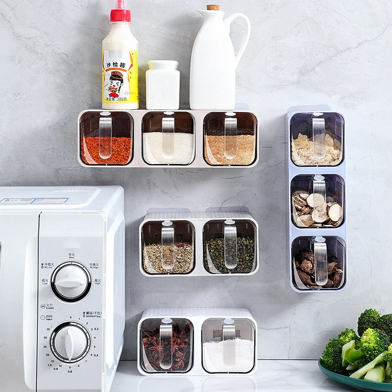 Seasoning Box Kitchen Supplies Wall-mounted Seasoning Storage Monosodium Glutamate Salt Tank