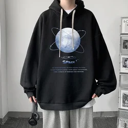 Funny Men's Oversized Hoodie Black 5XL Hoodies with Hat Oversize for Men Space Print Man Casual Wear Hoody Male Sweatshirt