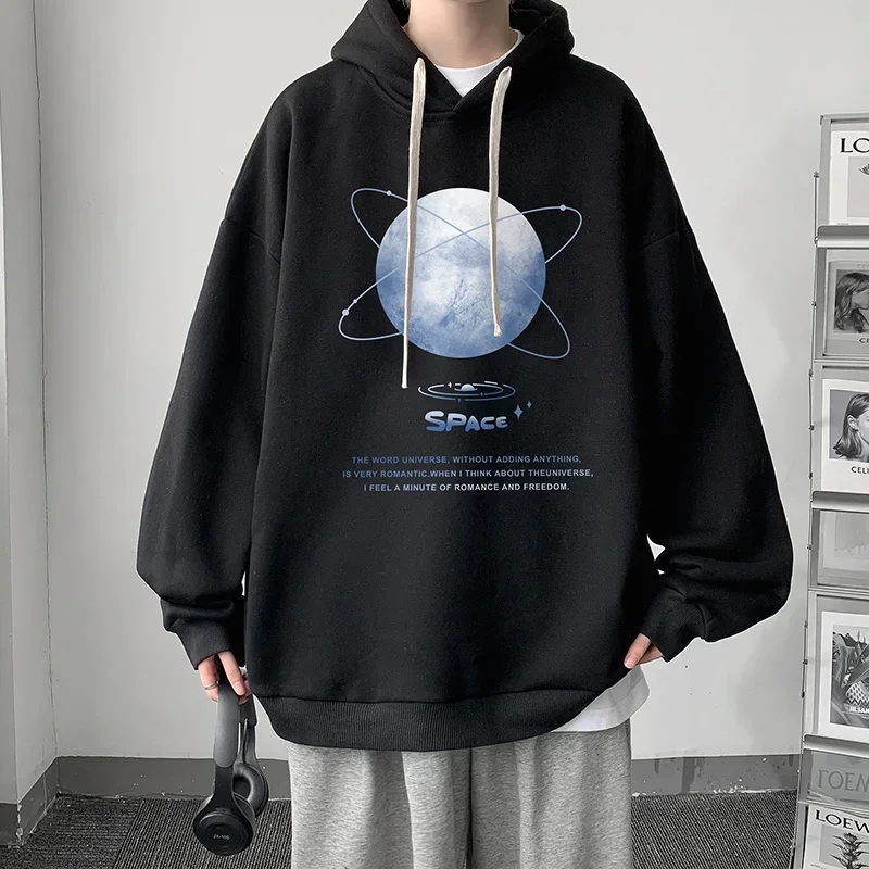 Funny Men's Oversized Hoodie Off White 5XL Hoodies with Hat Oversize for Men Space Print Man Casual Wear Hoody Male Sweatshirt