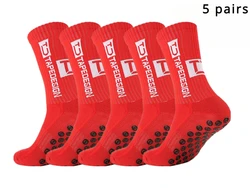 5 Pairs New Mid-barrel Football Socks Anti-slip Silicone Bottom Thickened Towel Cushioning Soccer Socks Basketball Yoga Socks