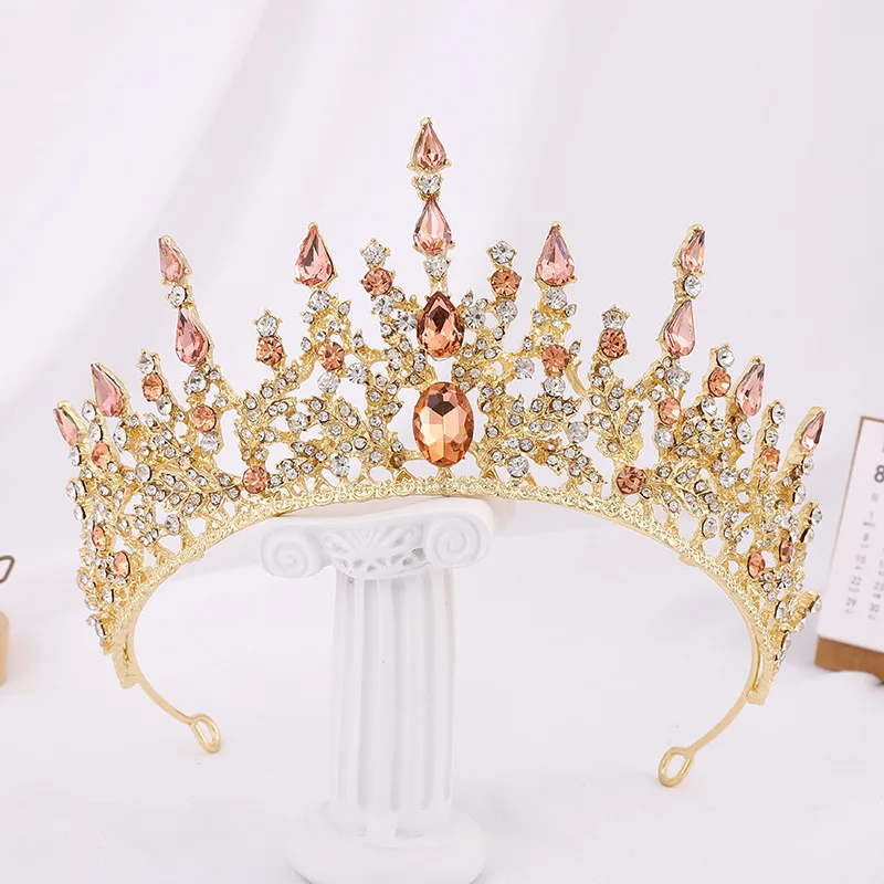 Baroque Vintage Purple Black Crystal Bridal Tiaras Crowns Pageant Diadem Rhinestone Veil Tiara Headband Wedding Hair Accessories