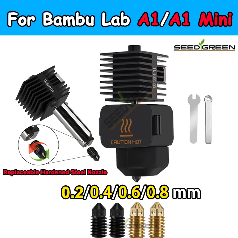

Для Bambu Lab A1/A1 мини-насадка из закаленной стали в сборе, комплект Hotend для 3D-принтера 0,2/0,4/0,6/0,8 мм