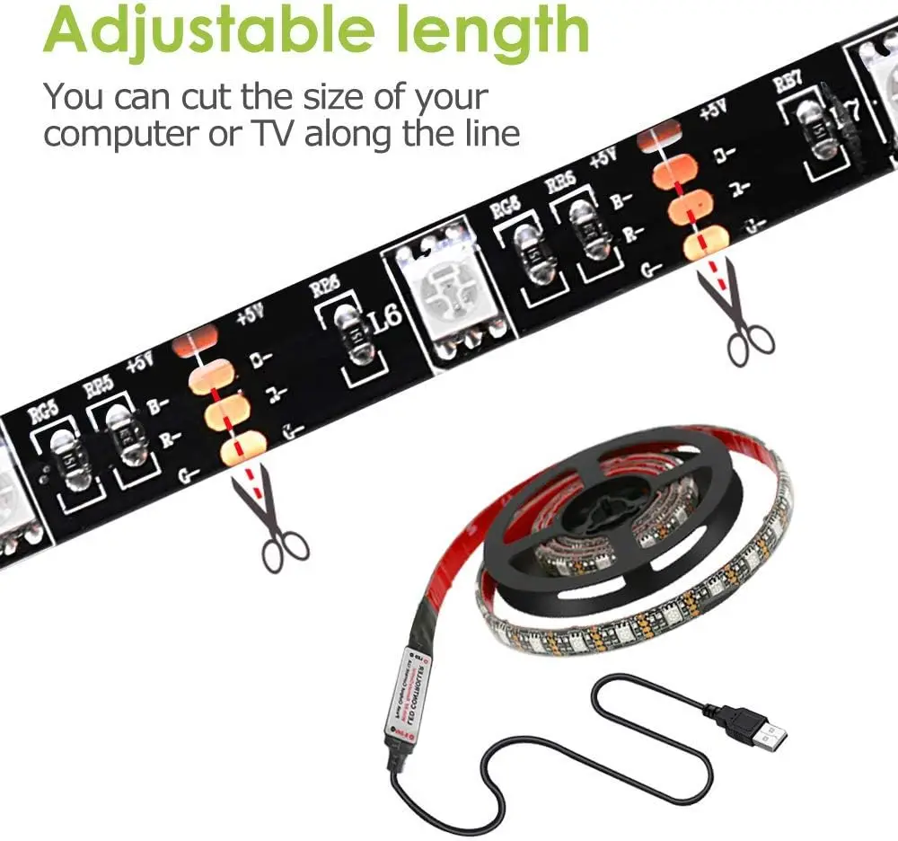 5M LED pasek 5050RGB światła z USB 12V kolorowe dekoracja otoczenia i TV listwa oświetleniowa 24 zestaw zdalnego sterowania na klucz