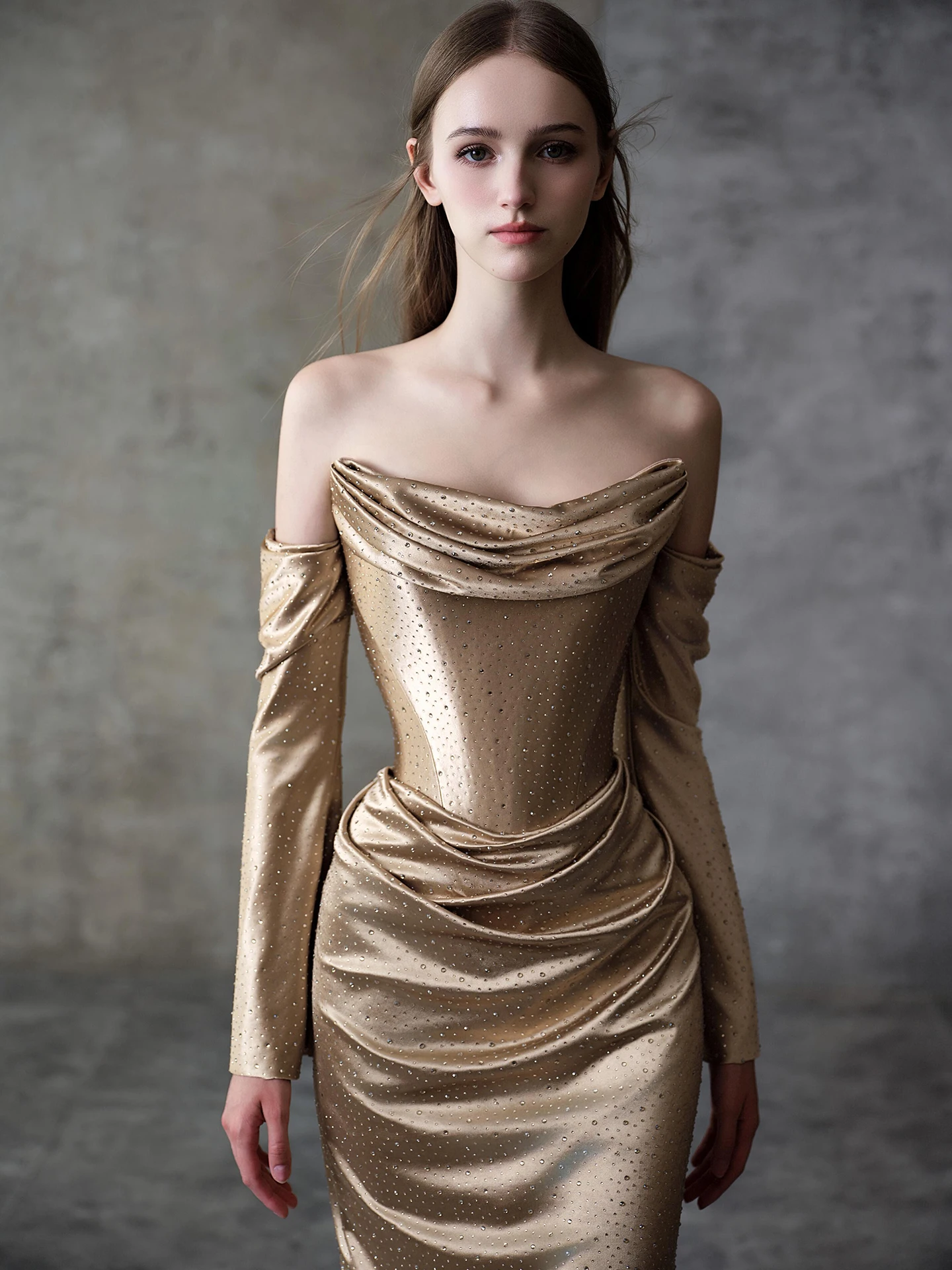 

Элегантное длинное вечернее платье 2026 года, новый стиль, золотистое, для свадебной церемонии, для ведущей, легкое, красивое, для невесты, на помолвку, для свадебной церемонии