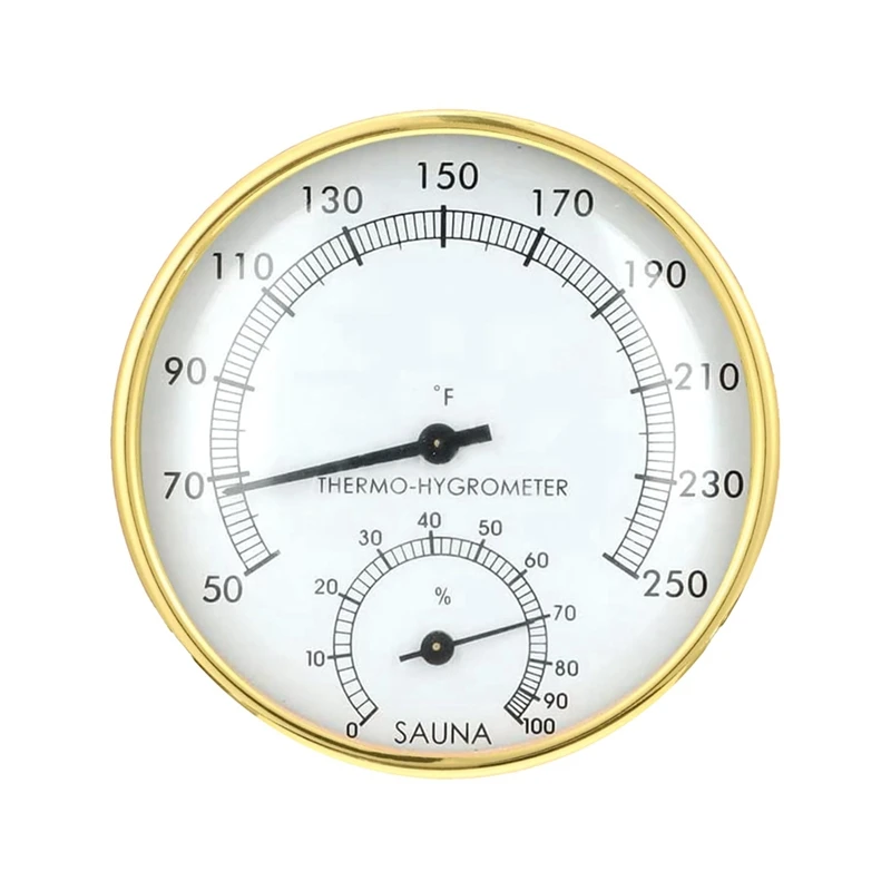 2 In 1 Sauna Thermometer Fahrenheit Sauna Thermometer & Hygrometer Indoor Temperature Humidity Monitor Metal 1 PCS