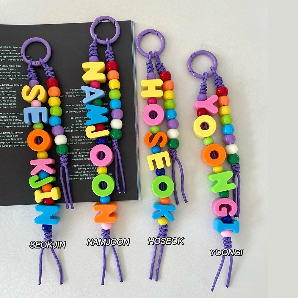 Kpop Keychain Letter bead  Key Ring Vminkook Funs Gift Accessories Merch