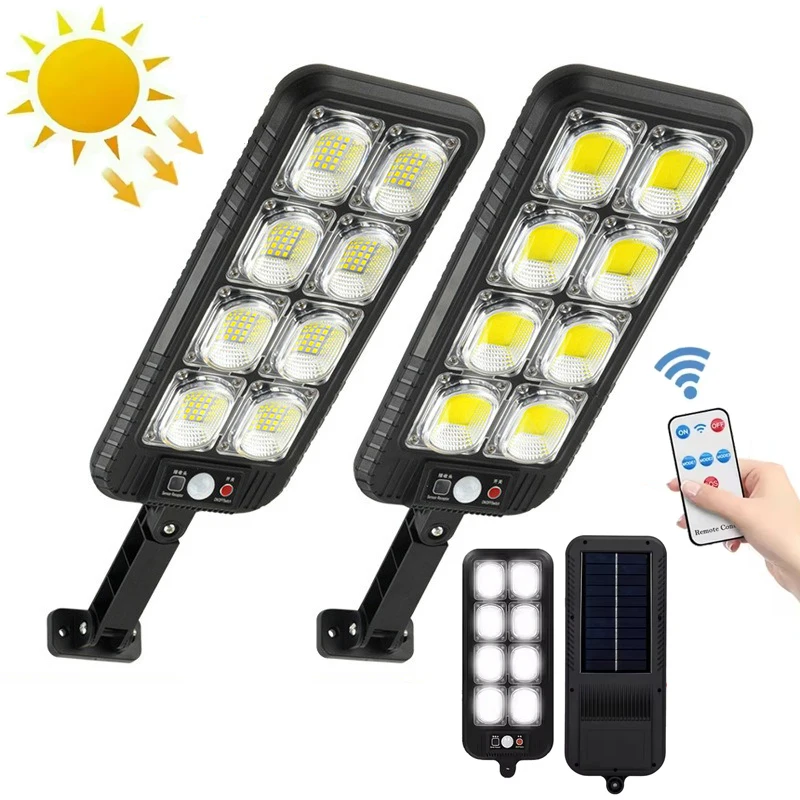 

Поп-солнечные настенные светильники, уличный водонепроницаемый солнечный уличный фонарь, датчик движения с пультом дистанционного управления для сада, двора, безопасности, светодиодный светильник COB