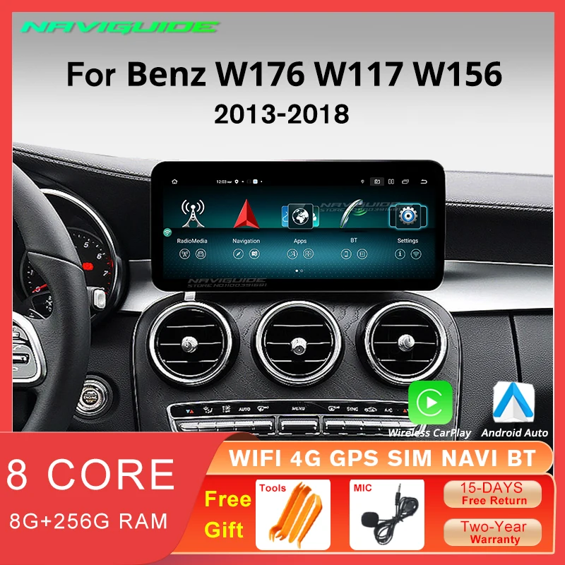 

NAVIGUIDE 10.25" Android 12.0 Car Radio For Mercedes Benz W176 X117 X156 2013-2018 Multimedia Player GPS Bluetooth Carplay