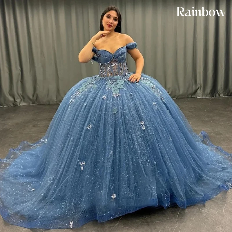 

Блестящее платье Quinceneara из органзы с вышивкой и блестками, бальное платье без рукавов с v-образным вырезом, индивидуальное платье для выпускного вечера, Vestido De Noche