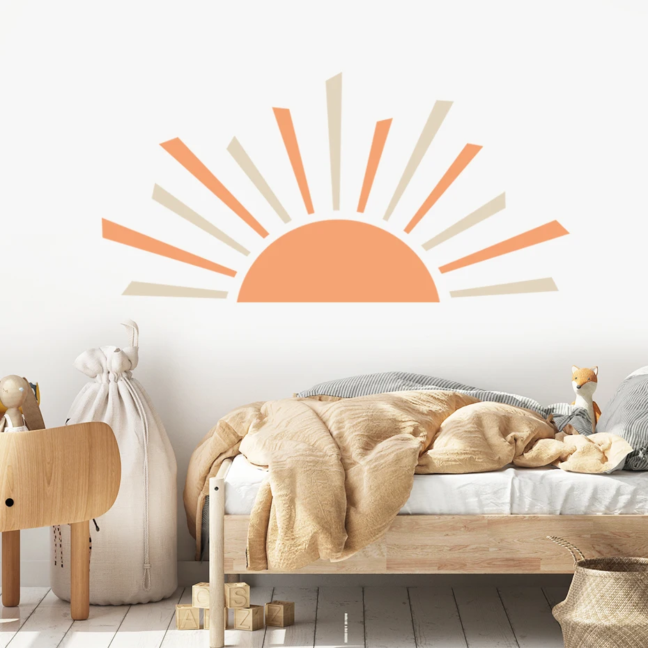 Boho Sunshine Wall Stickers Removable Vinyl Decals Peel and Stick Wallpaper for Kids Girls Boys Bedroom Home Decoration Gifts