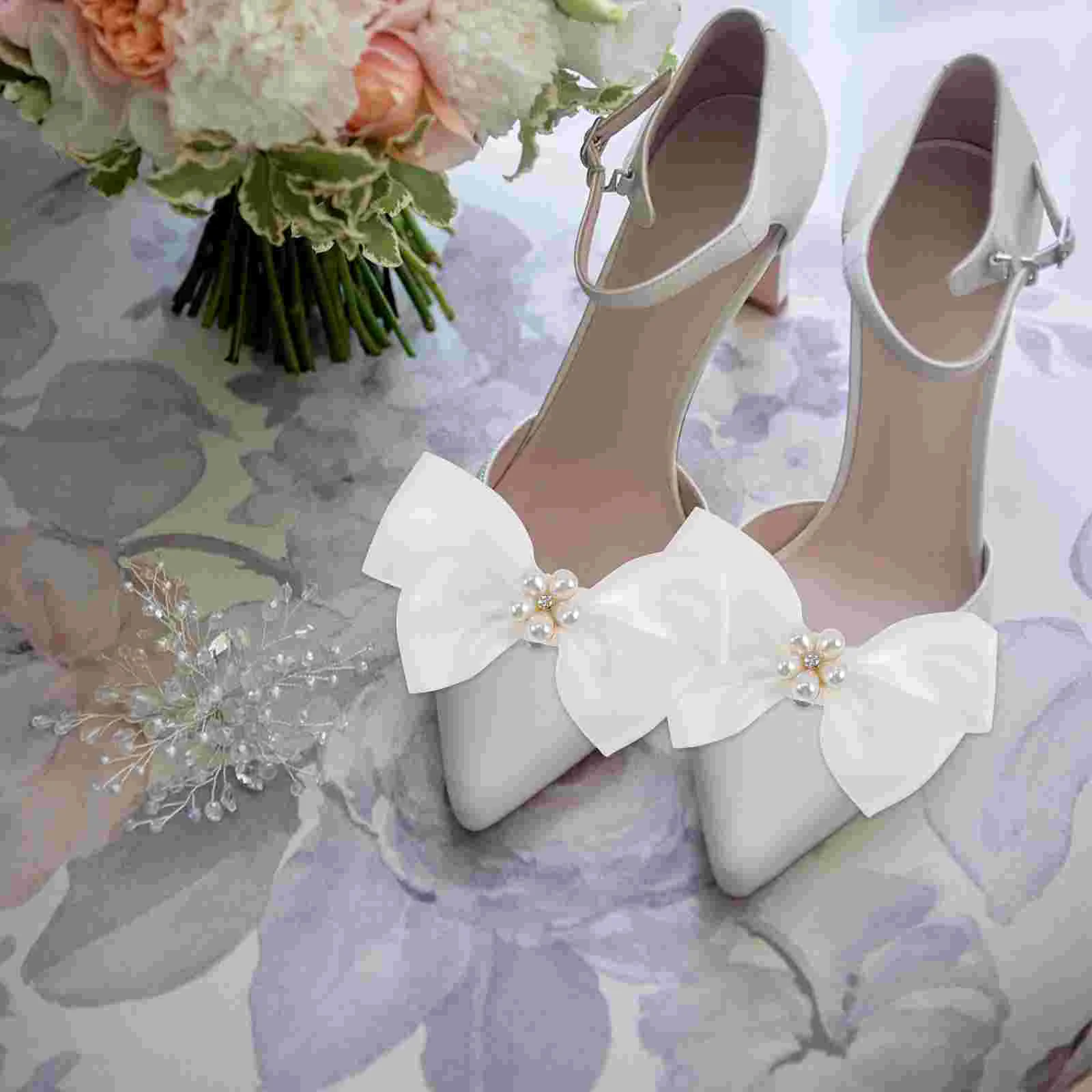 Pearls Remove The Bow Shoe Clip Wedding Bowknot Jewelry Clips Sports Shoes White Decor Bride