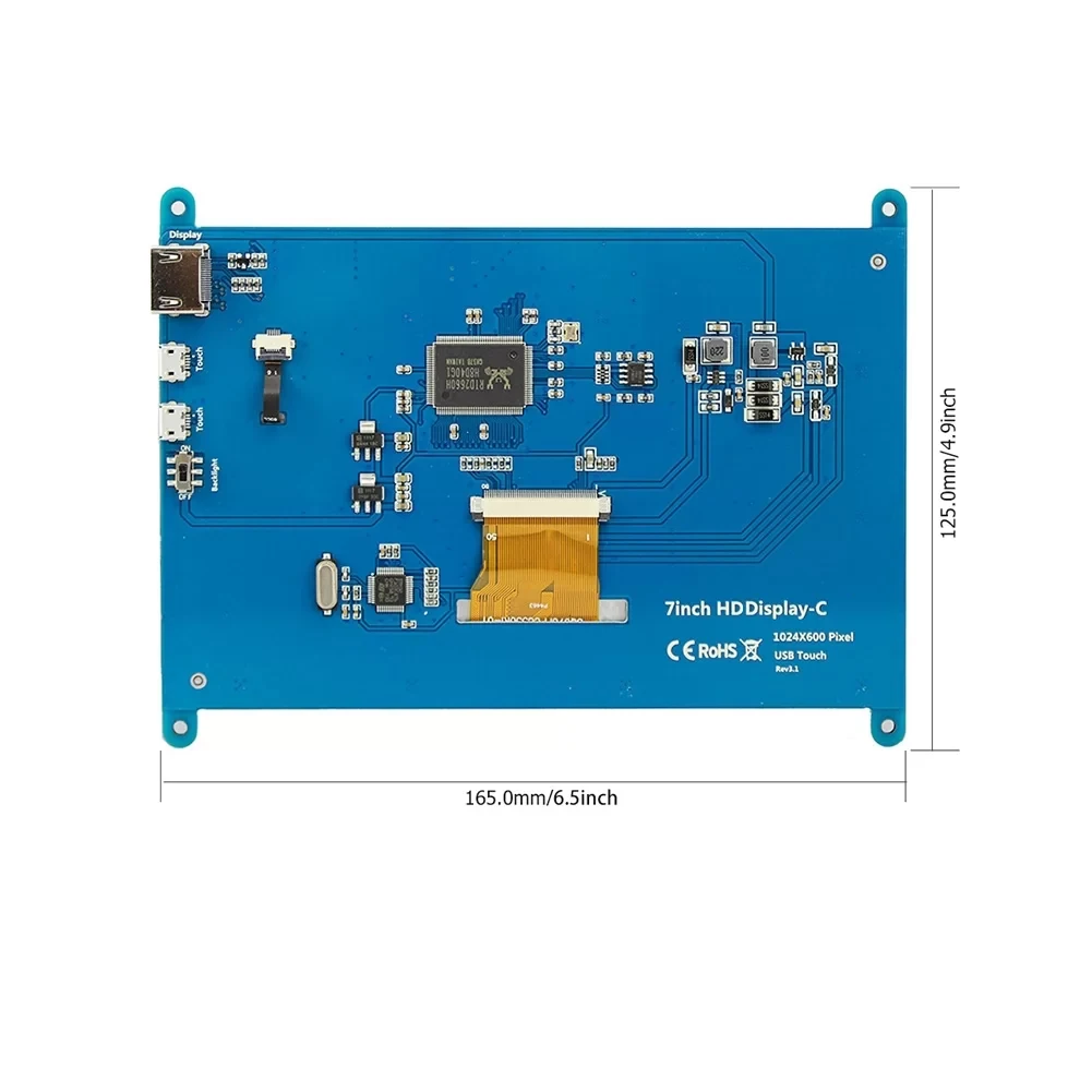 Elecrow Raspberry Pi Displays 7 Inch Capacitive Touch Screen HD LCD TFT 1024X600 Monitor 7inch RPI Display for Raspberry pi